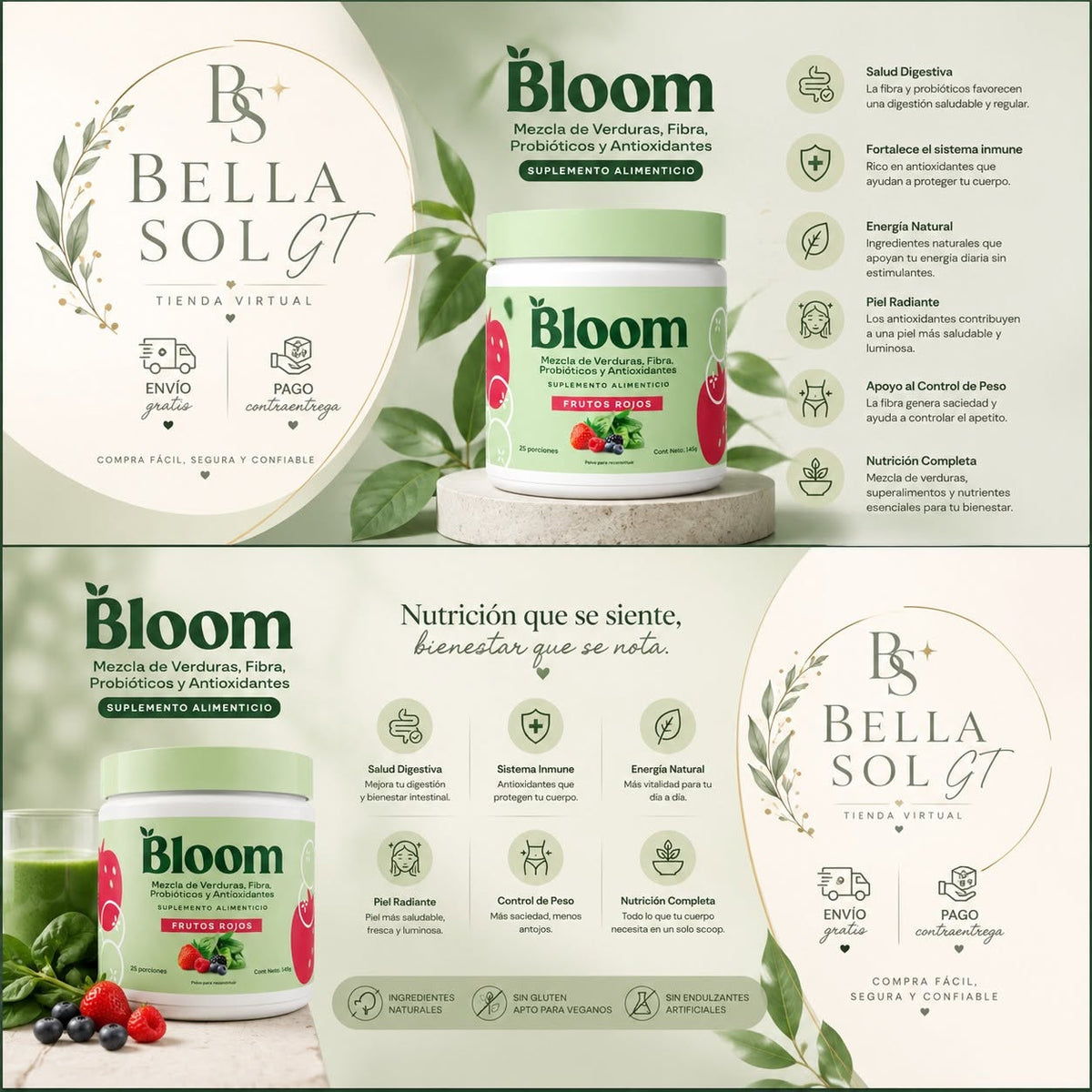 Bloom Greens™ | Adiós a la Hinchazón, Más Energía y Digestión Ligera en 1 Cucharada 🌿