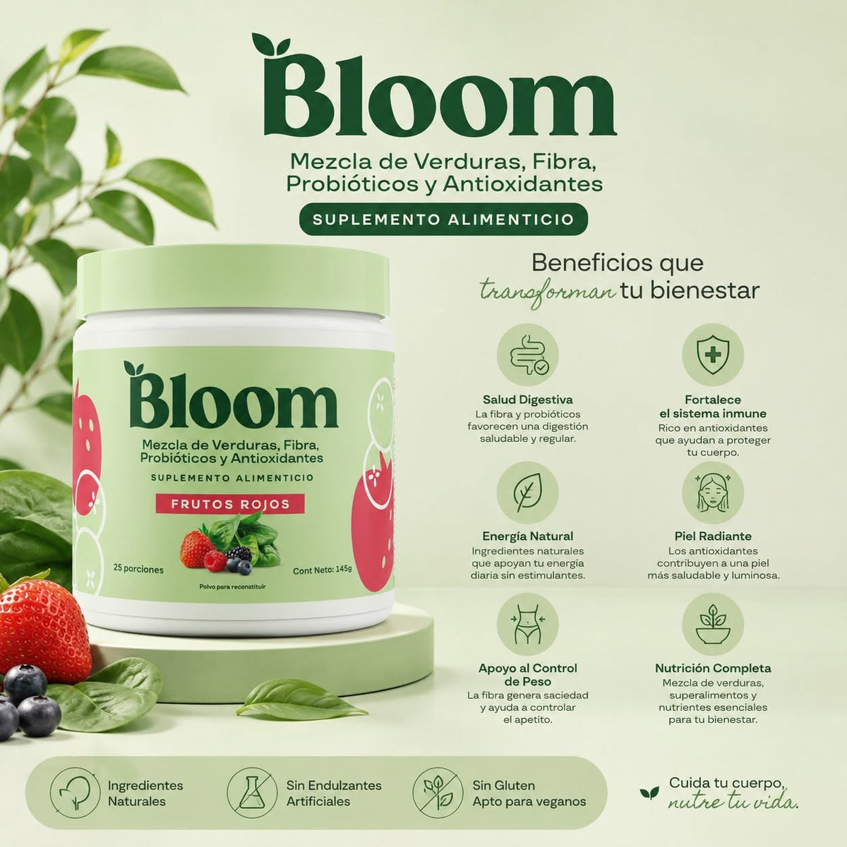 Bloom Greens™ | Adiós a la Hinchazón, Más Energía y Digestión Ligera en 1 Cucharada 🌿