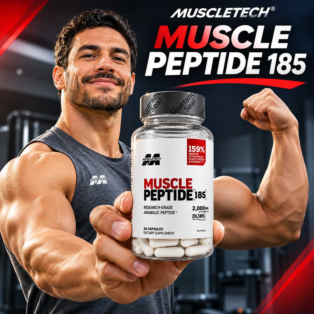 Muscle Peptide 185 💪 | DL-185 · Más Fuerza y Mejor Recuperación · 84 Cápsulas
