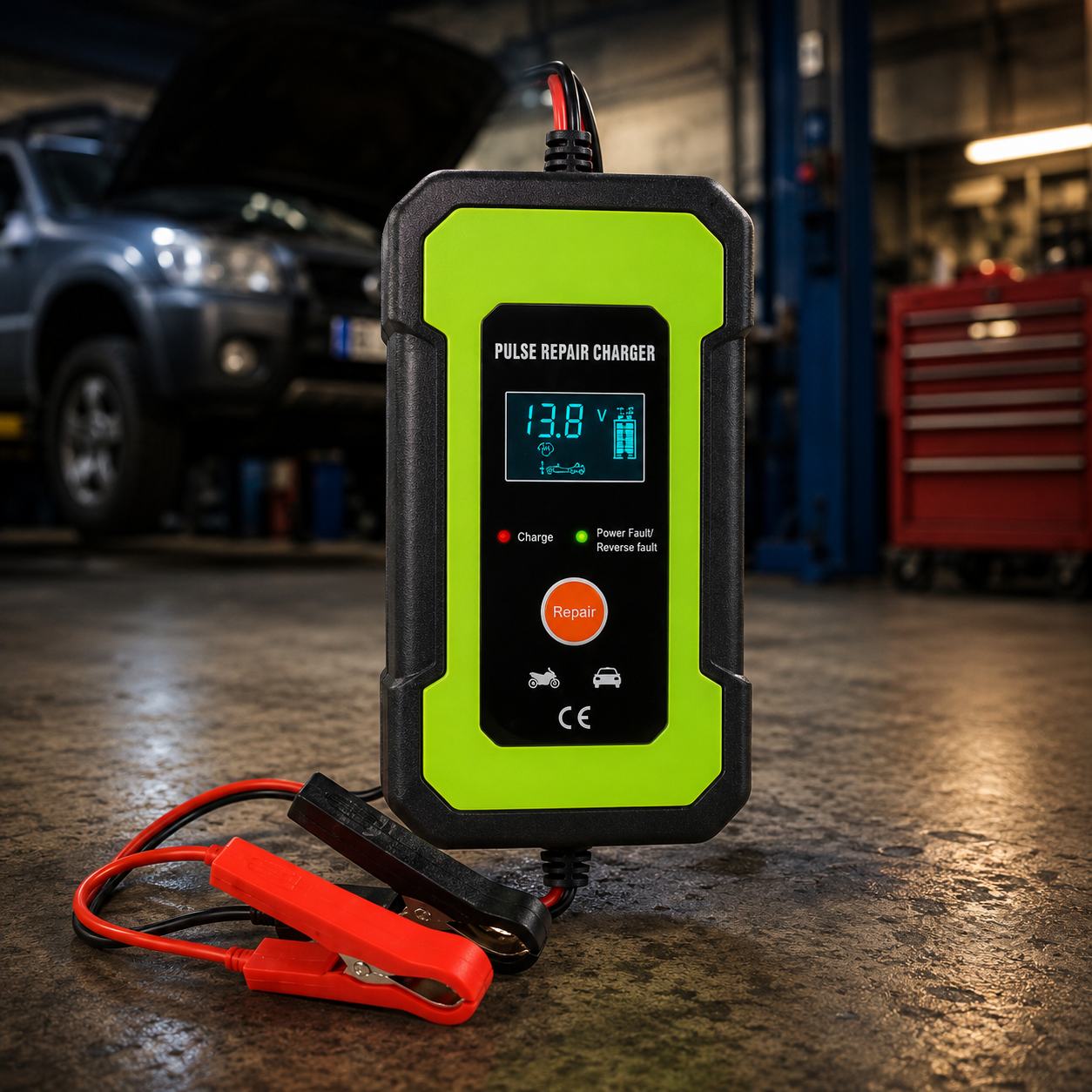 Cargador Inteligente de Batería para Motocicleta y Coche con Pantalla LCD Digital (RBA0100)