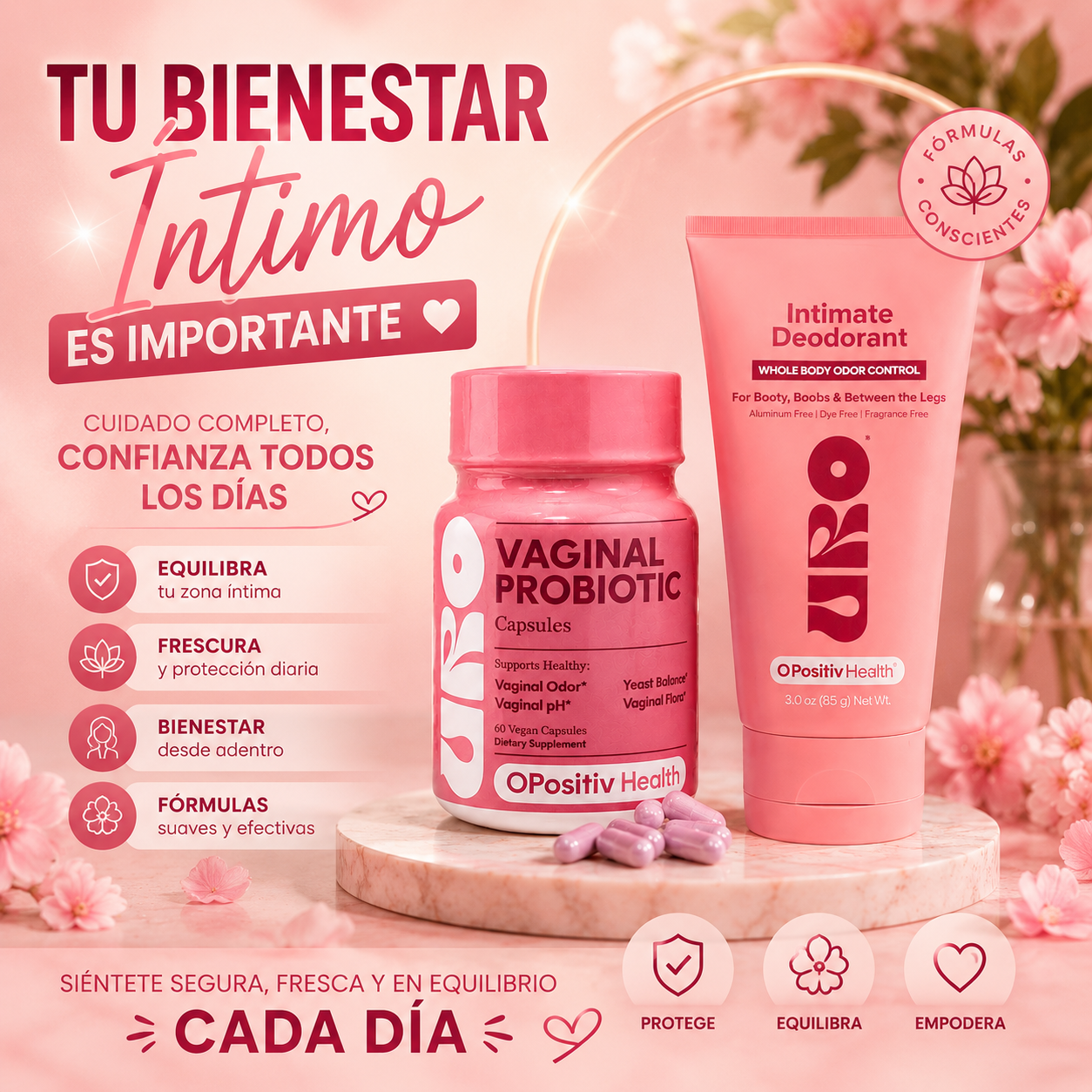 COMBO CUIDA TU CUERPO 💝 URO PROBIOTICO + DESODORANTE ÍNTIMO + GUMMIES 💝