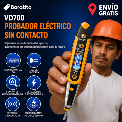 Detector de Voltaje para Electricistas ⚡️, Con Pantalla LCD, AC DC 12-250V