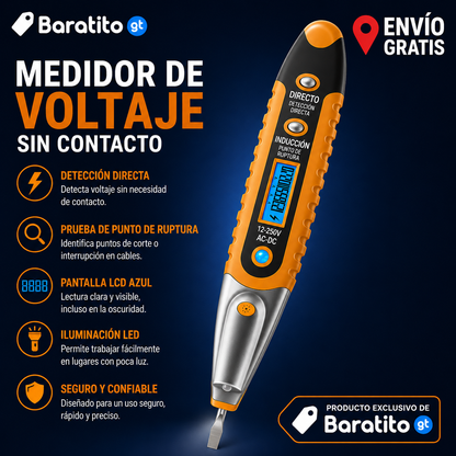 Detector de Voltaje para Electricistas ⚡️, Con Pantalla LCD, AC DC 12-250V