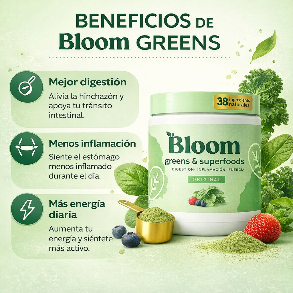 Bloom Greens™ | Adiós a la Hinchazón, Más Energía y Digestión Ligera en 1 Cucharada 🌿