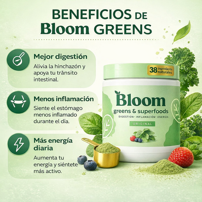 Bloom Greens™ | Adiós a la Hinchazón, Más Energía y Digestión Ligera en 1 Cucharada 🌿