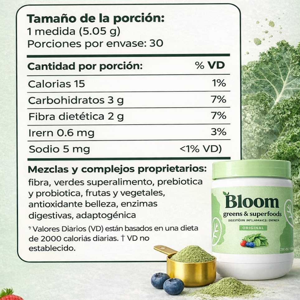 Bloom Greens™ | Adiós a la Hinchazón, Más Energía y Digestión Ligera en 1 Cucharada 🌿
