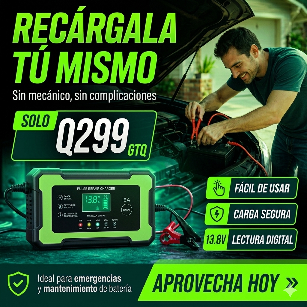 Cargador Inteligente de Batería para Motocicleta y Coche con Pantalla LCD Digital (RBA0100)