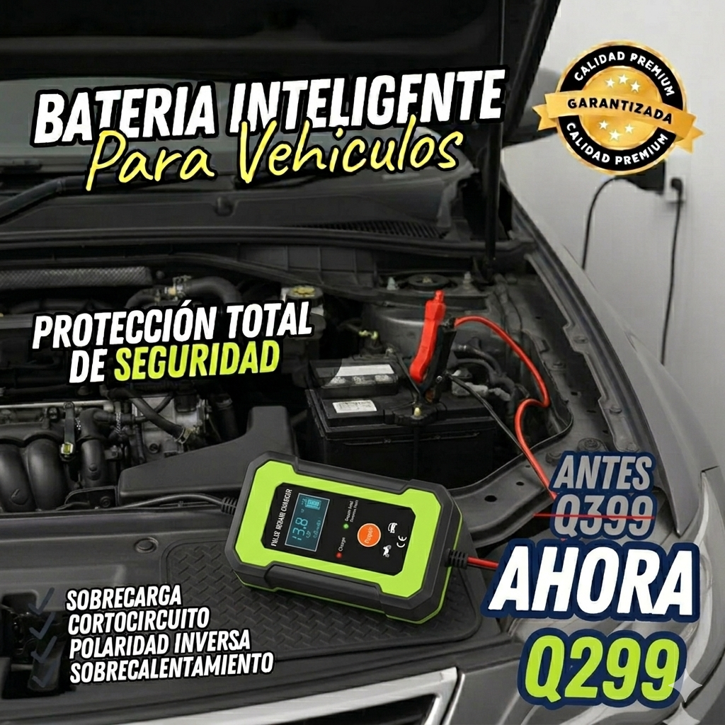 Cargador Inteligente de Batería para Motocicleta y Coche con Pantalla LCD Digital (RBA0100)