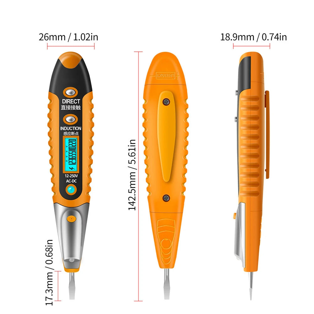 Detector de Voltaje para Electricistas ⚡️, Con Pantalla LCD, AC DC 12-250V