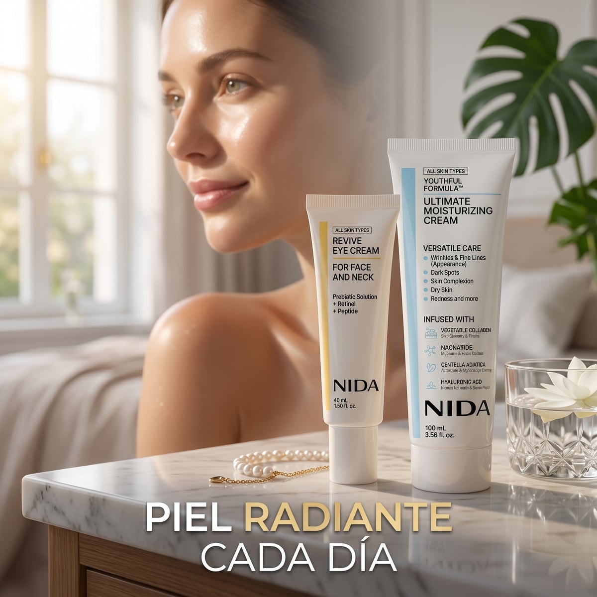 NIDA® Crema Hidratante Anti-Edad Coreana + Crema para Contorno de Ojos, ¡Empieza a cuidar tu piel desde hoy! 💁🏻‍♀️