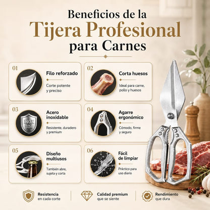Tijeras de Cocina MULTIFUNCIONAL de Acero Inoxidable – Corta Pollo, Carne y Huesos Facilmente 🍗🥩🦴